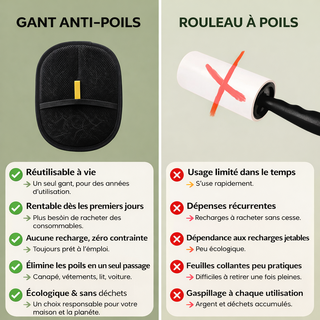 CleanTouch - Gant Anti-Poils Réutilisable & Écologique