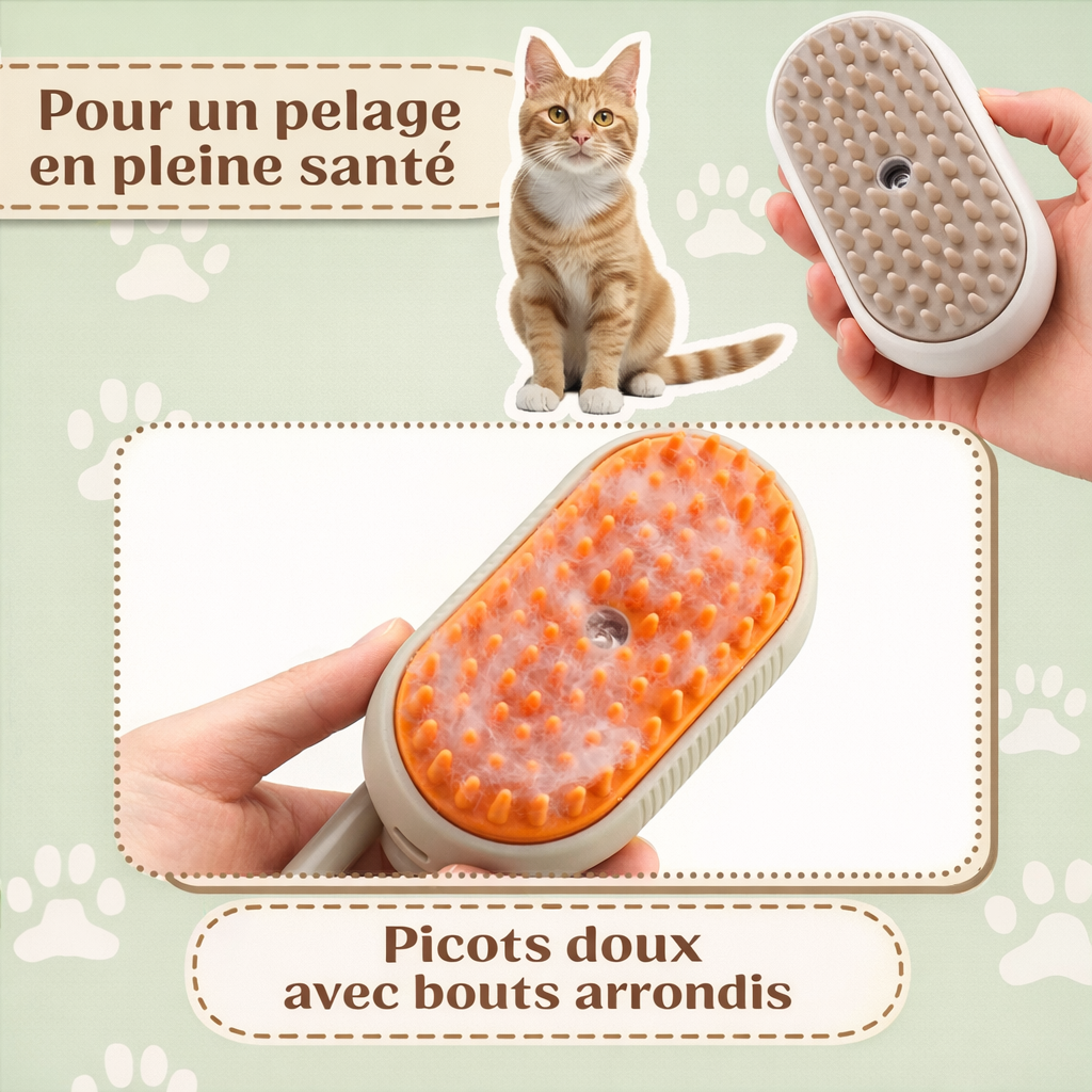 PoilClean Vapeur : La brosse vapeur anti-poils pour chat et chien